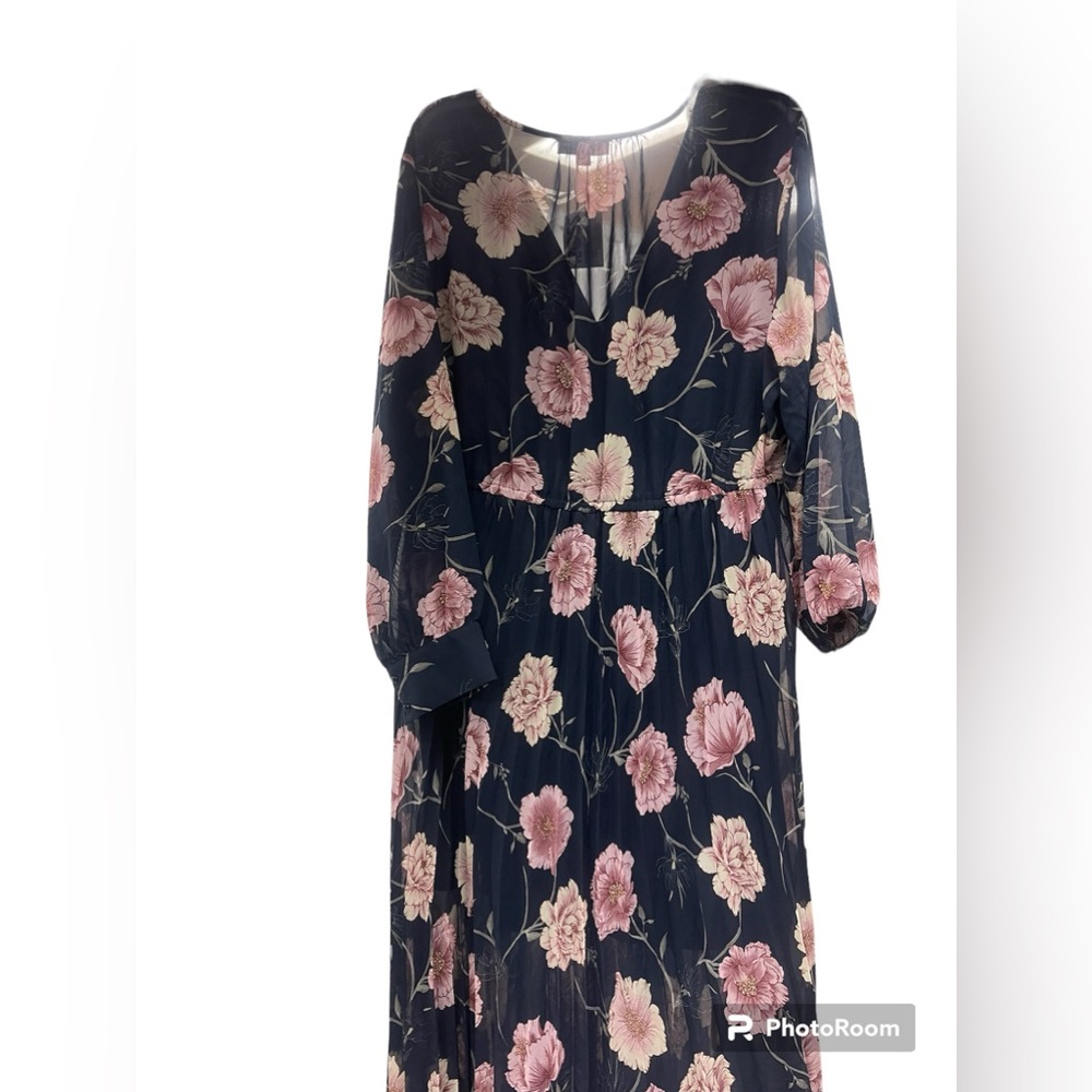 Blue and pink flower maxi dress size 3X